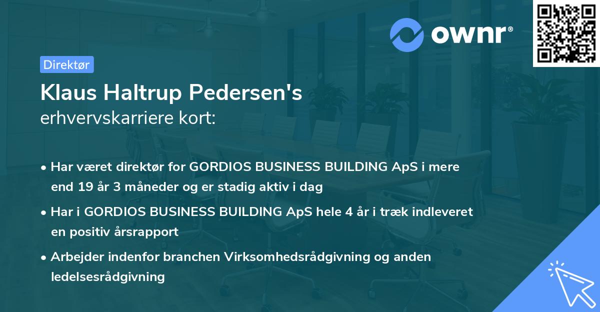 Klaus Haltrup Pedersen's erhvervskarriere kort