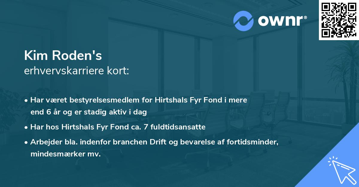 Kim Roden's erhvervskarriere kort