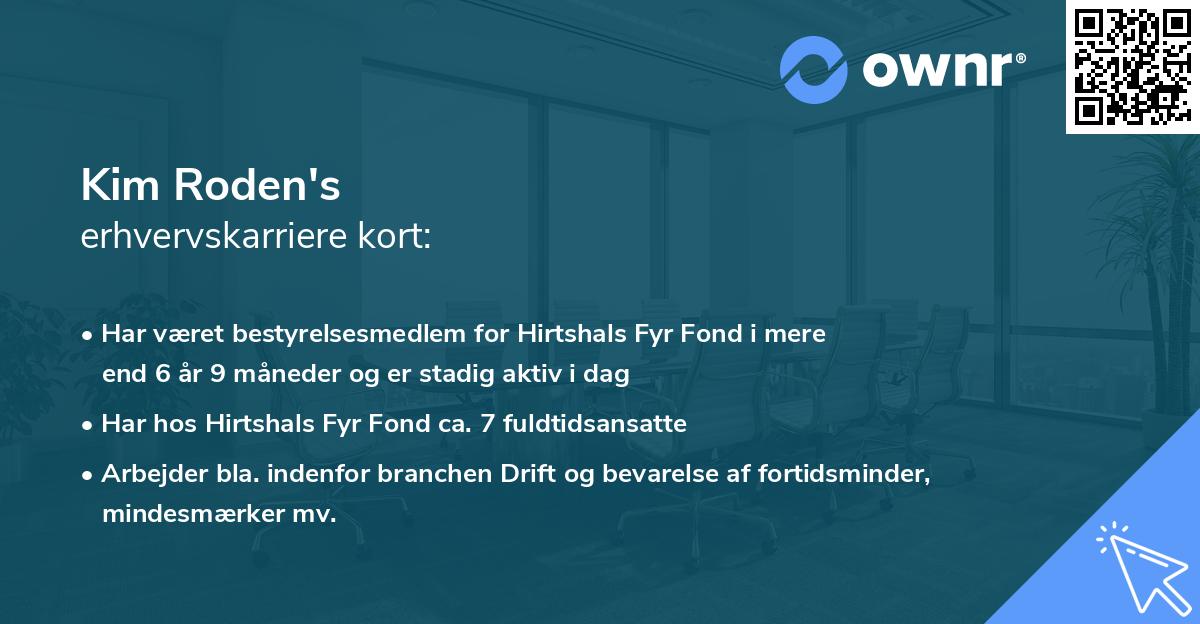 Kim Roden's erhvervskarriere kort