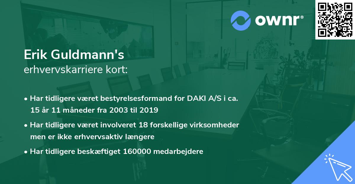 Erik Guldmann's erhvervskarriere kort