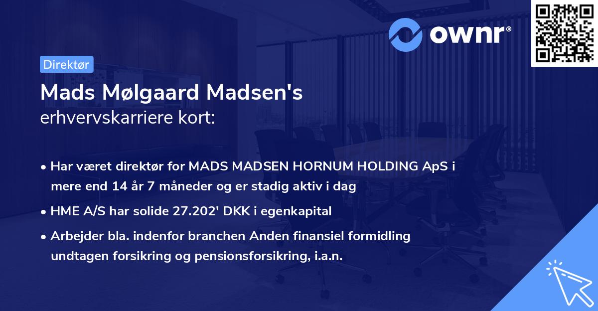 Mads Mølgaard Madsen's erhvervskarriere kort