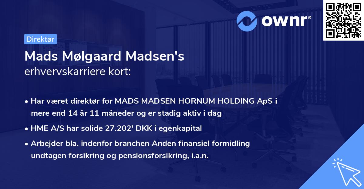 Mads Mølgaard Madsen's erhvervskarriere kort