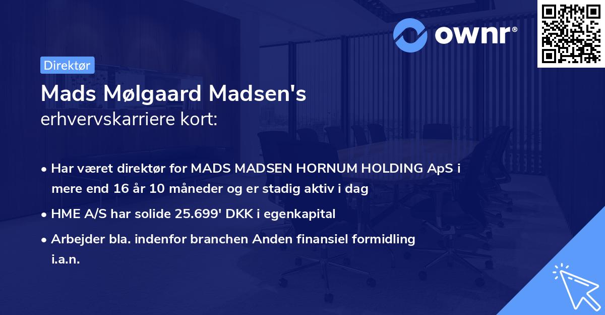 Mads Mølgaard Madsen's erhvervskarriere kort
