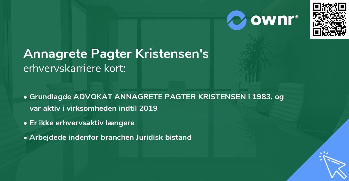 Annagrete Pagter Kristensen's erhvervskarriere kort