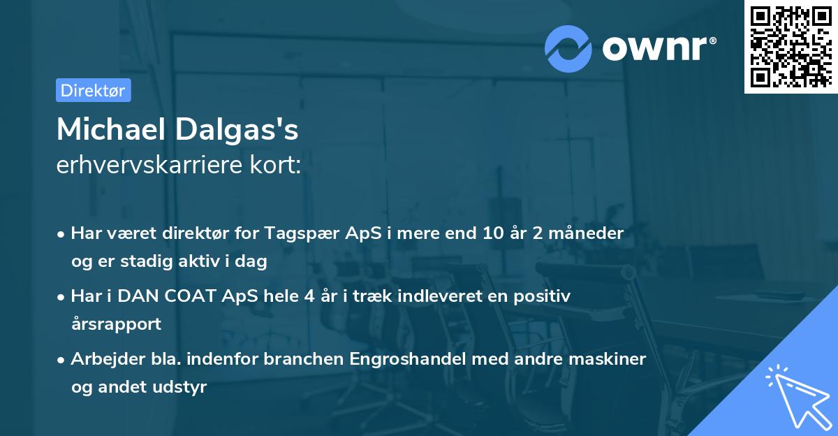 Michael Dalgas's erhvervskarriere kort