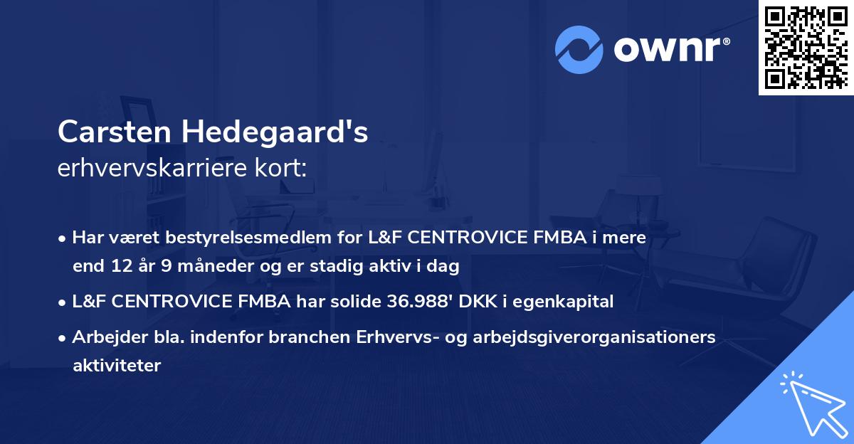 Carsten Hedegaard's erhvervskarriere kort