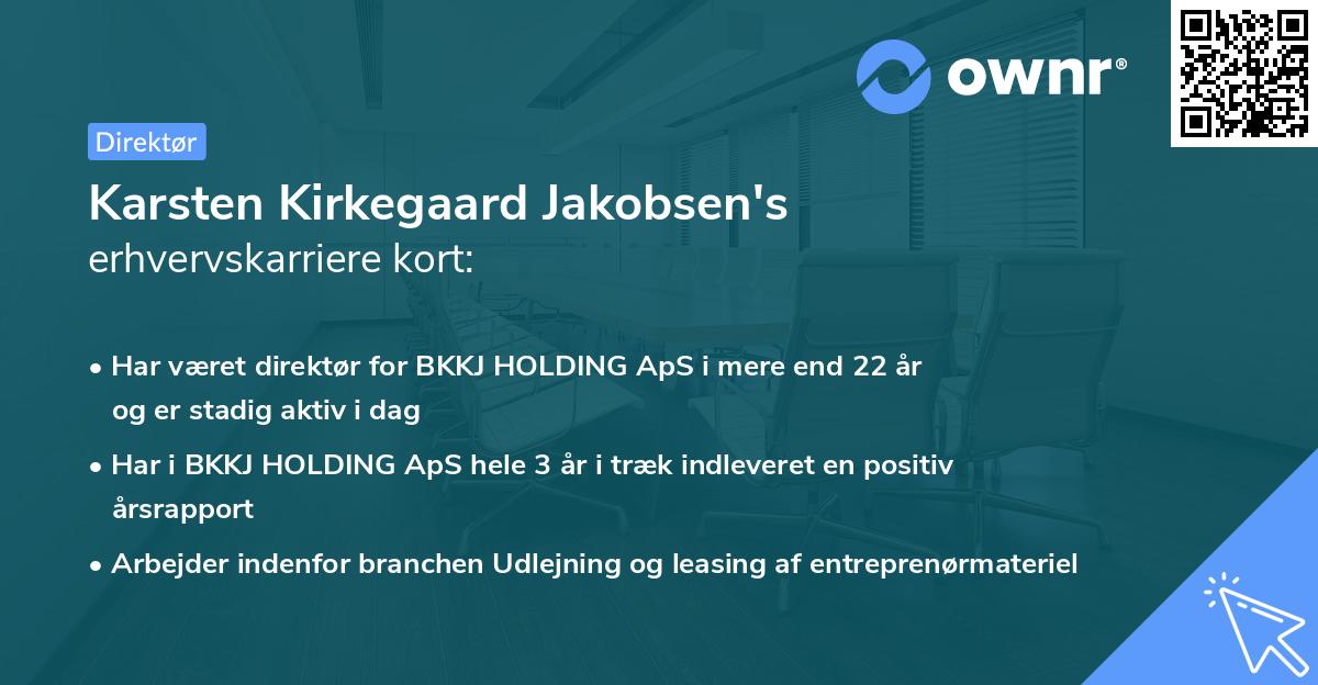 Karsten Kirkegaard Jakobsen's erhvervskarriere kort