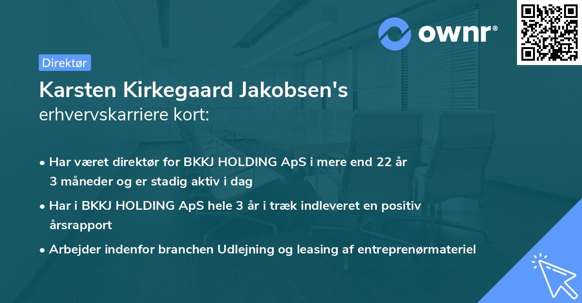 Karsten Kirkegaard Jakobsen's erhvervskarriere kort