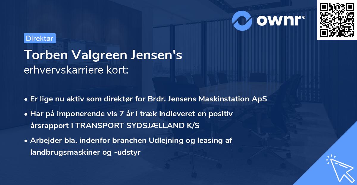 Torben Valgreen Jensen's erhvervskarriere kort