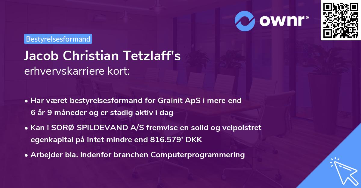 Jacob Christian Tetzlaff's erhvervskarriere kort