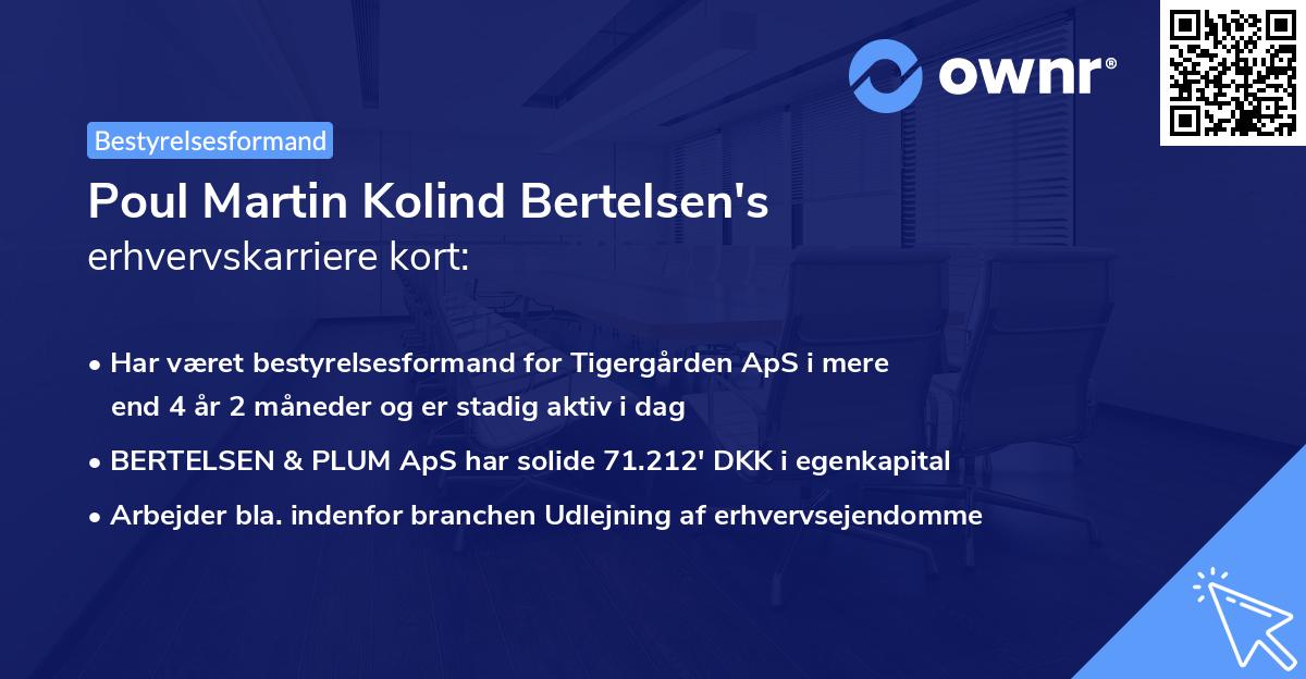 Poul Martin Kolind Bertelsen's erhvervskarriere kort