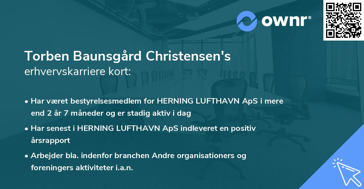 Torben Baunsgård Christensen's erhvervskarriere kort