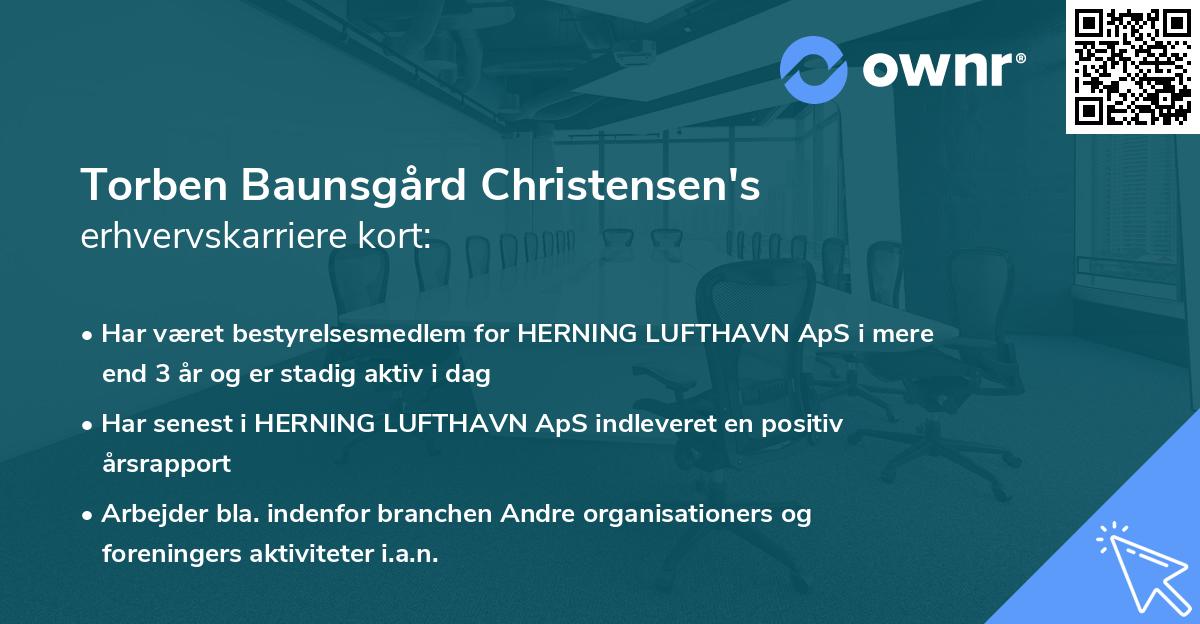 Torben Baunsgård Christensen's erhvervskarriere kort
