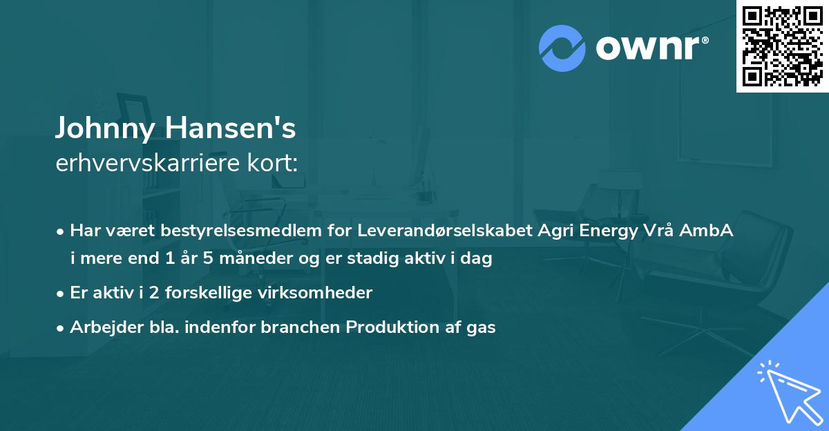 Johnny Hansen's erhvervskarriere kort