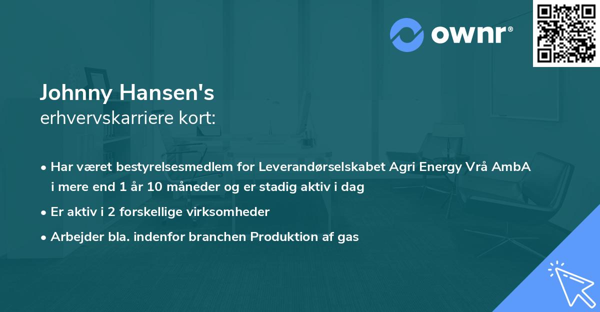Johnny Hansen's erhvervskarriere kort