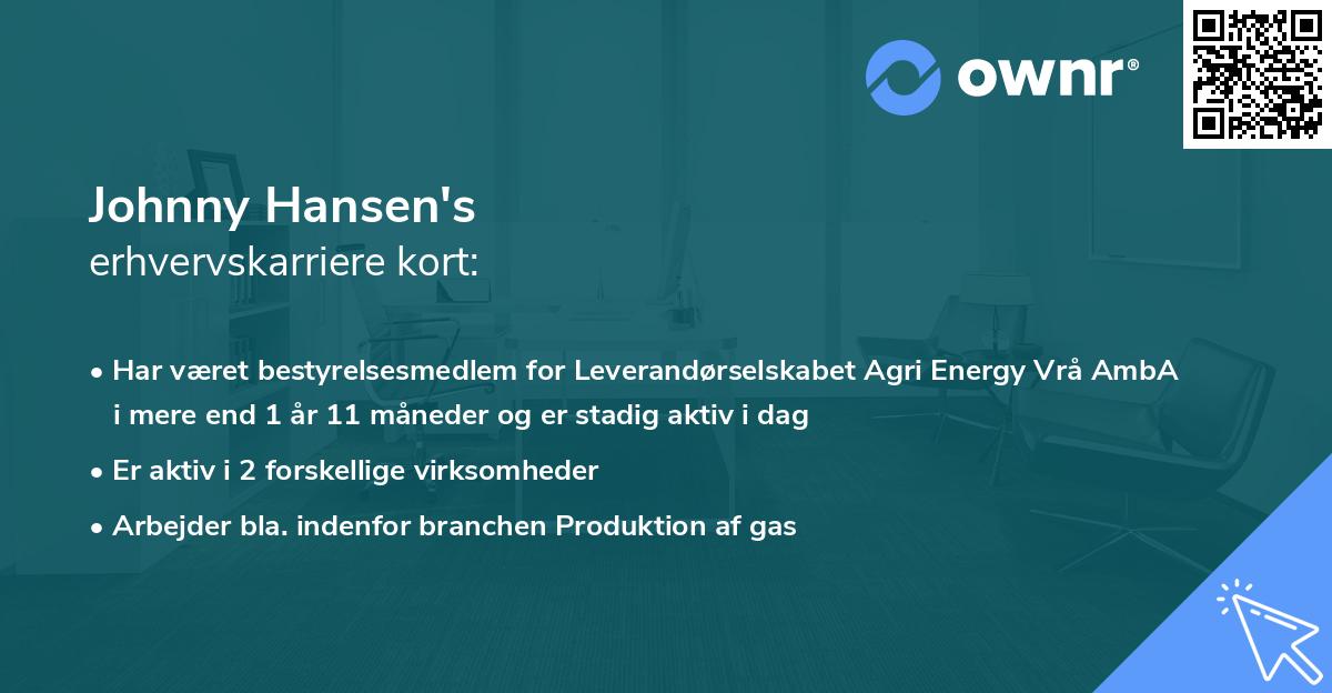Johnny Hansen's erhvervskarriere kort