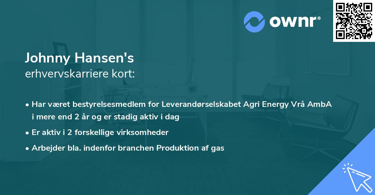 Johnny Hansen's erhvervskarriere kort