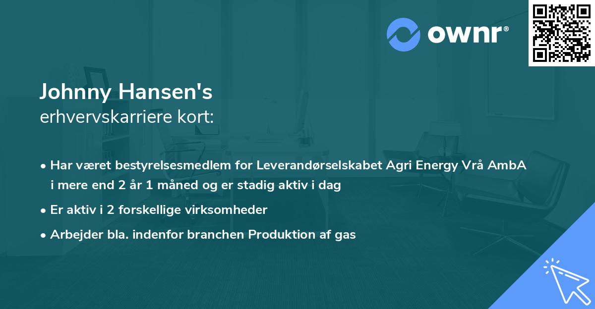 Johnny Hansen's erhvervskarriere kort