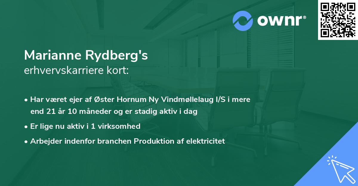 Marianne Rydberg's erhvervskarriere kort