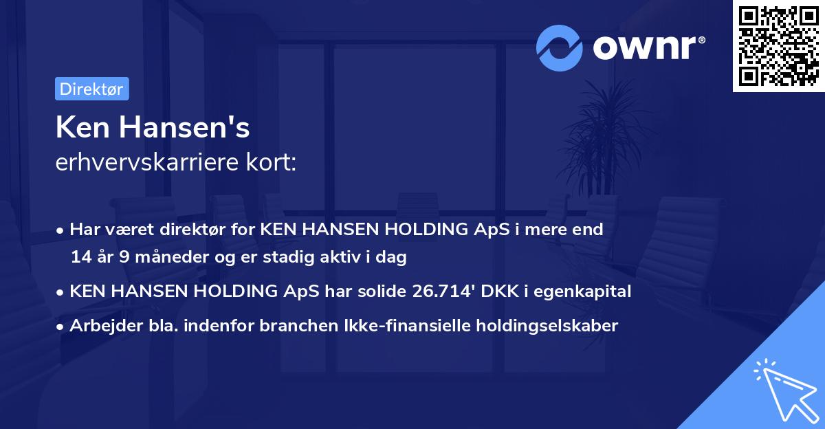 Ken Hansen's erhvervskarriere kort