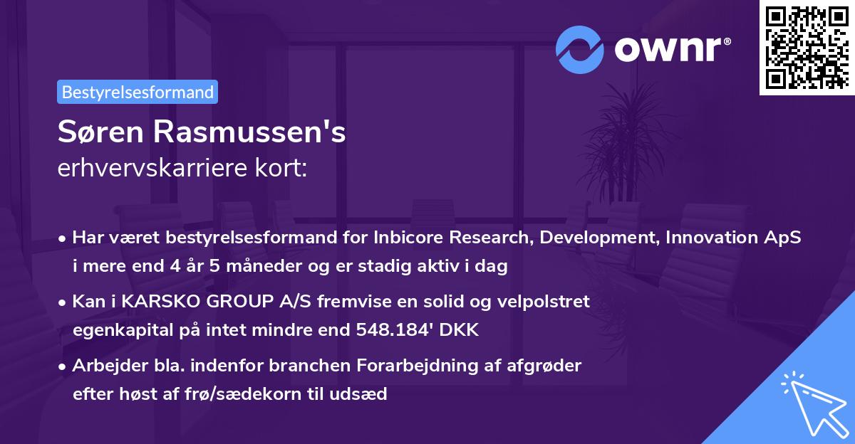 Søren Rasmussen's erhvervskarriere kort