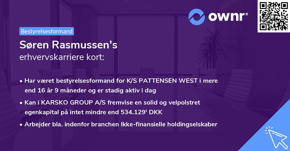 Søren Rasmussen's erhvervskarriere kort