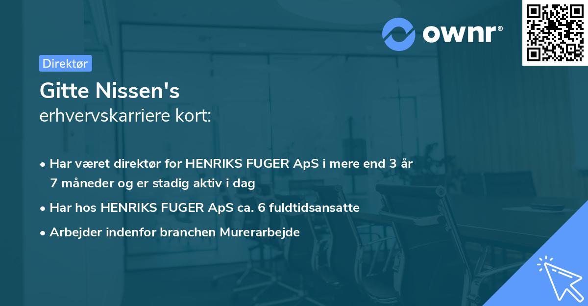 Gitte Nissen's erhvervskarriere kort