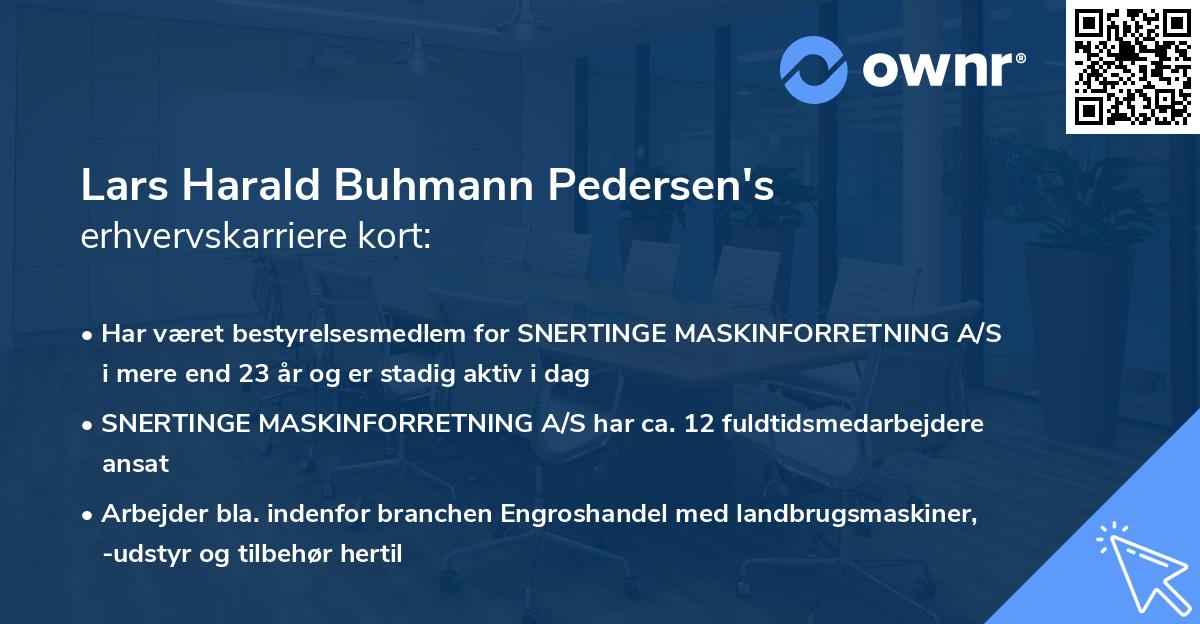 Lars Harald Buhmann Pedersen's erhvervskarriere kort