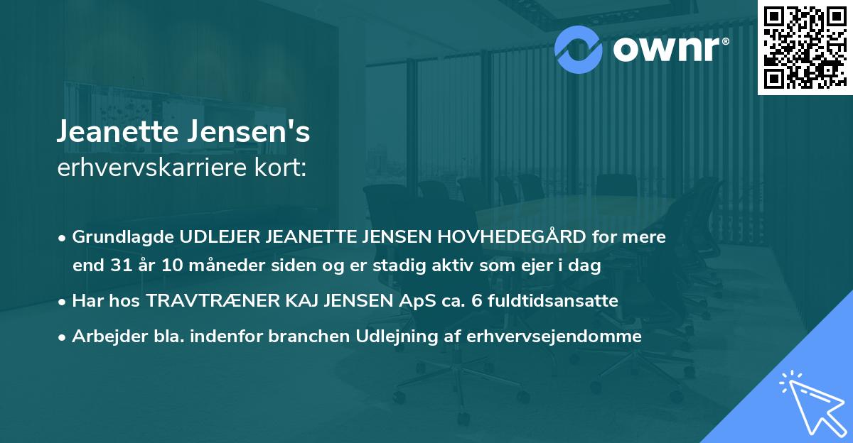 Jeanette Jensen's erhvervskarriere kort