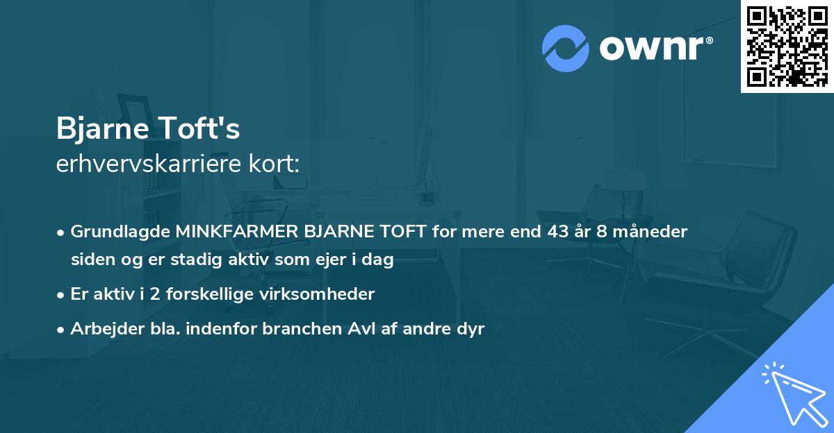 Bjarne Toft's erhvervskarriere kort