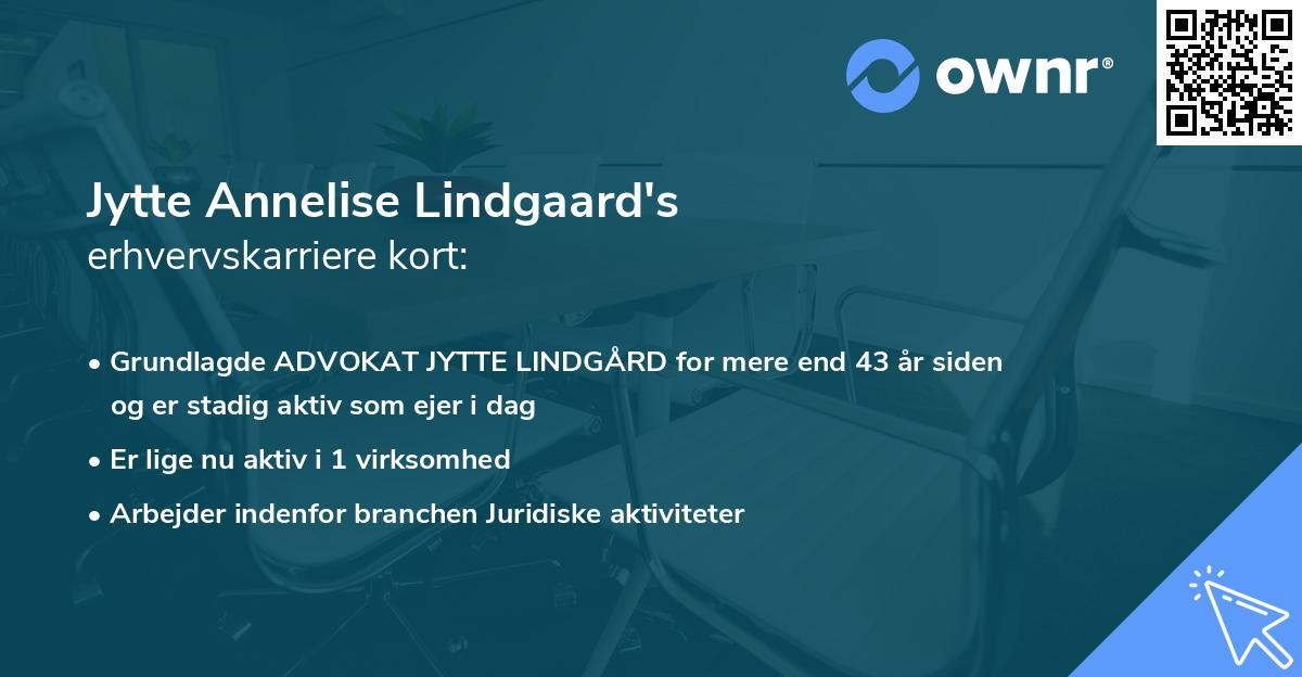 Jytte Annelise Lindgaard's erhvervskarriere kort
