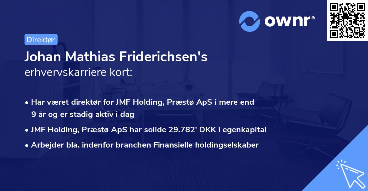 Johan Mathias Friderichsen's erhvervskarriere kort