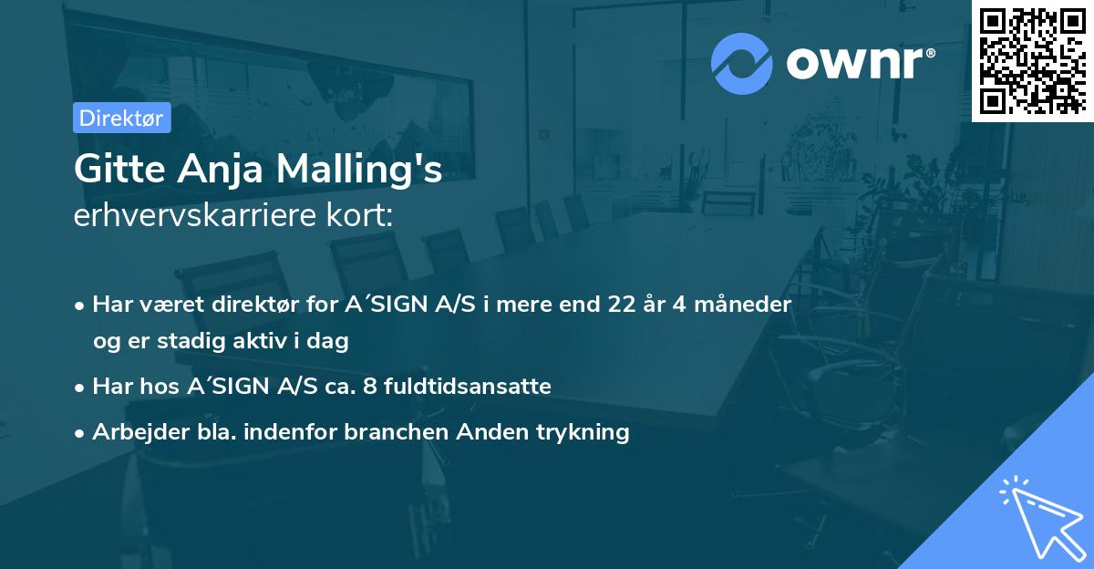 Gitte Anja Malling's erhvervskarriere kort
