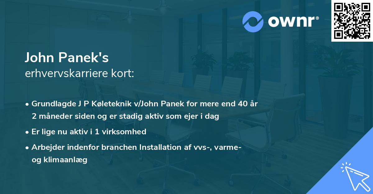 John Panek's erhvervskarriere kort