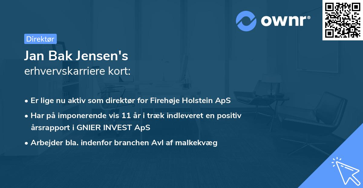 Jan Bak Jensen's erhvervskarriere kort