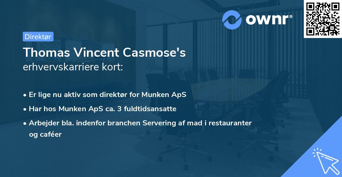 Thomas Vincent Casmose's erhvervskarriere kort