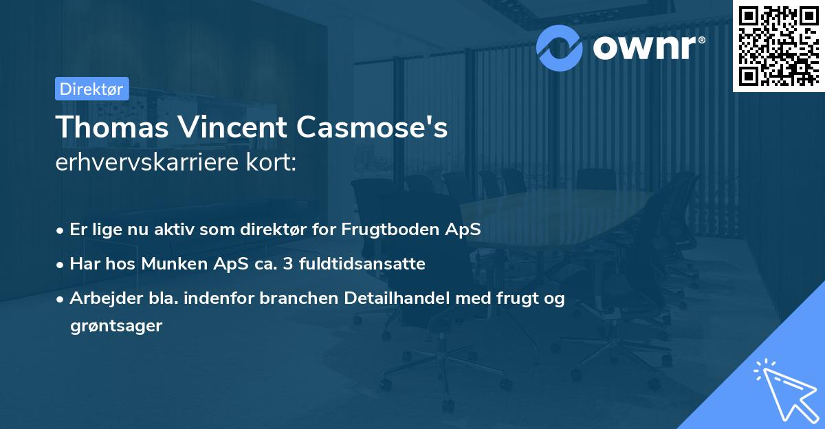 Thomas Vincent Casmose's erhvervskarriere kort