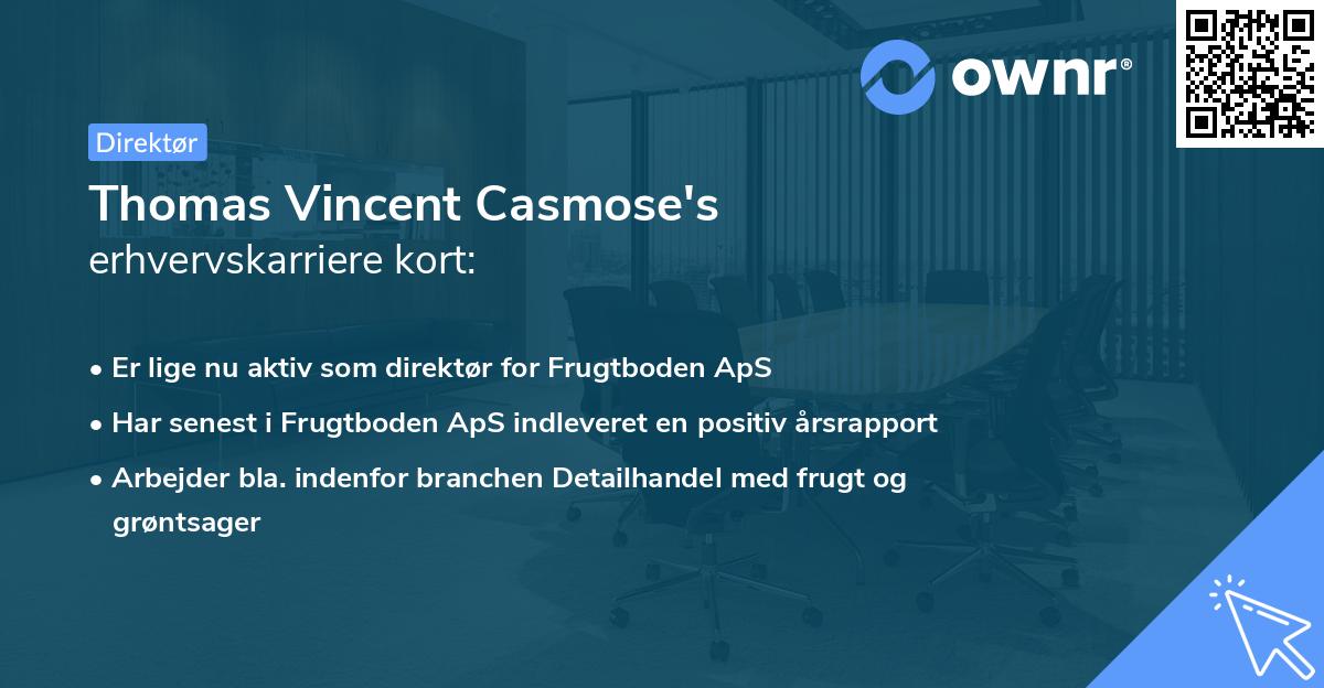Thomas Vincent Casmose's erhvervskarriere kort