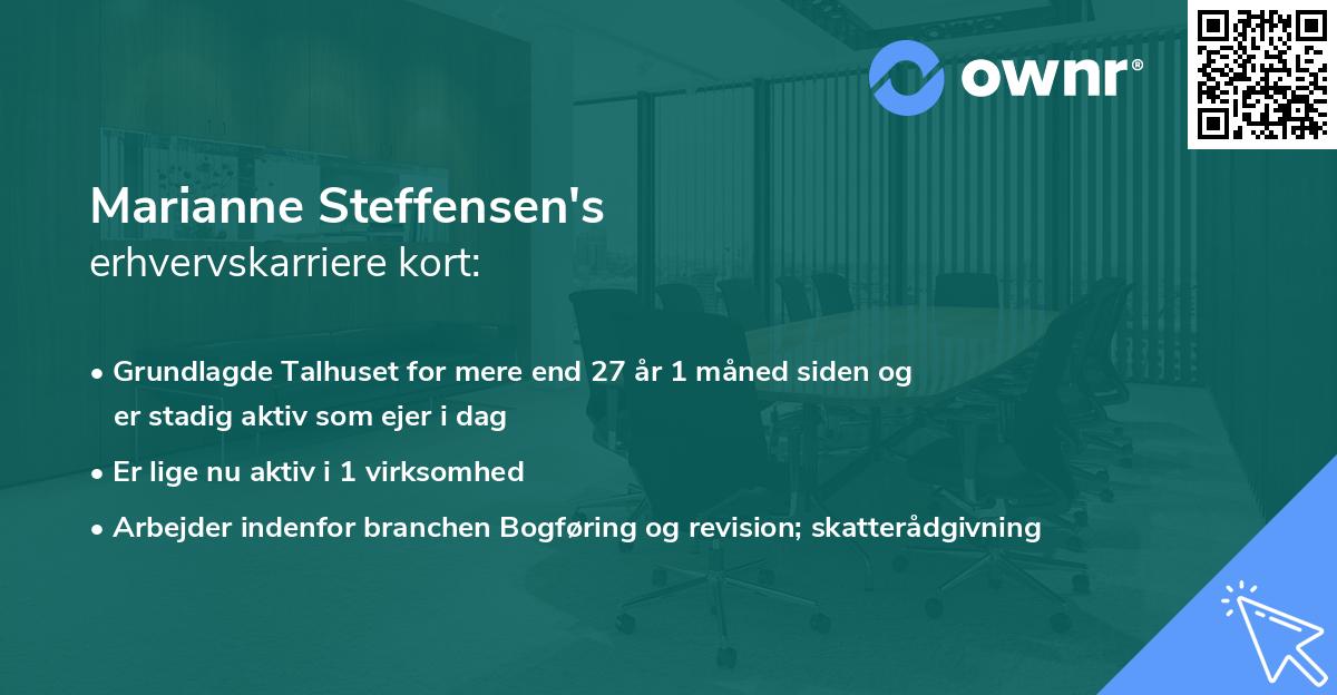 Marianne Steffensen's erhvervskarriere kort