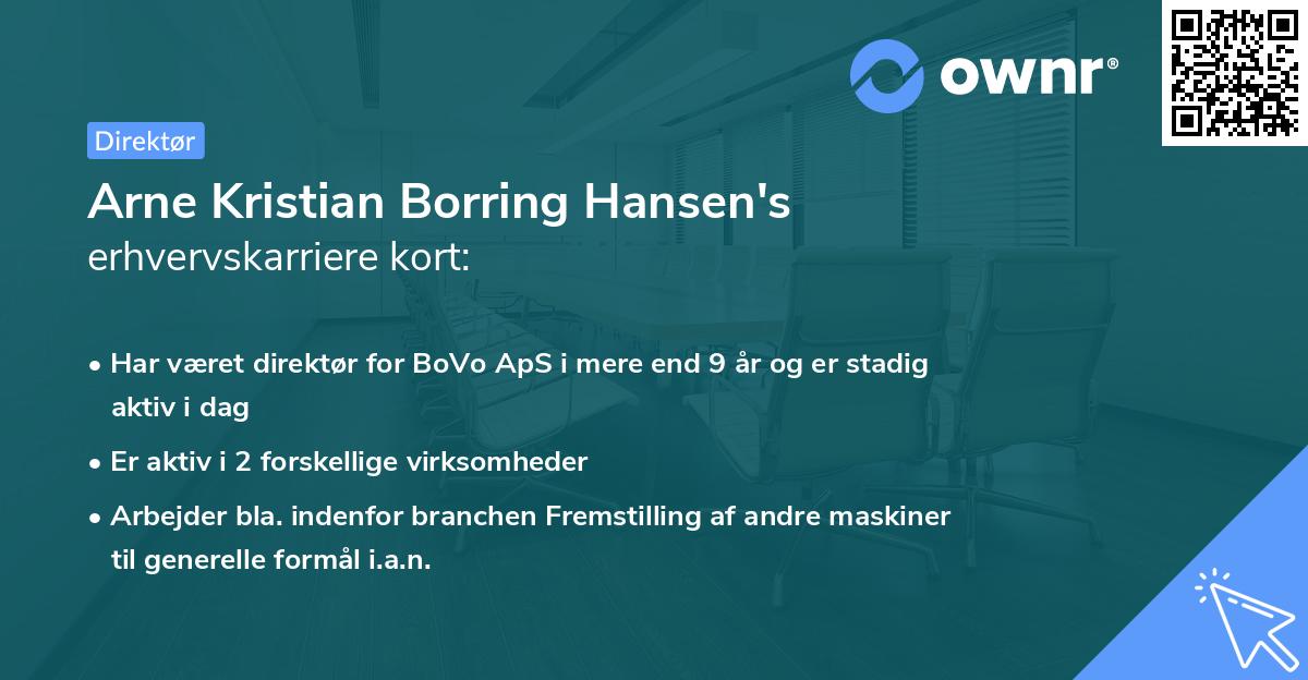 Arne Kristian Borring Hansen's erhvervskarriere kort