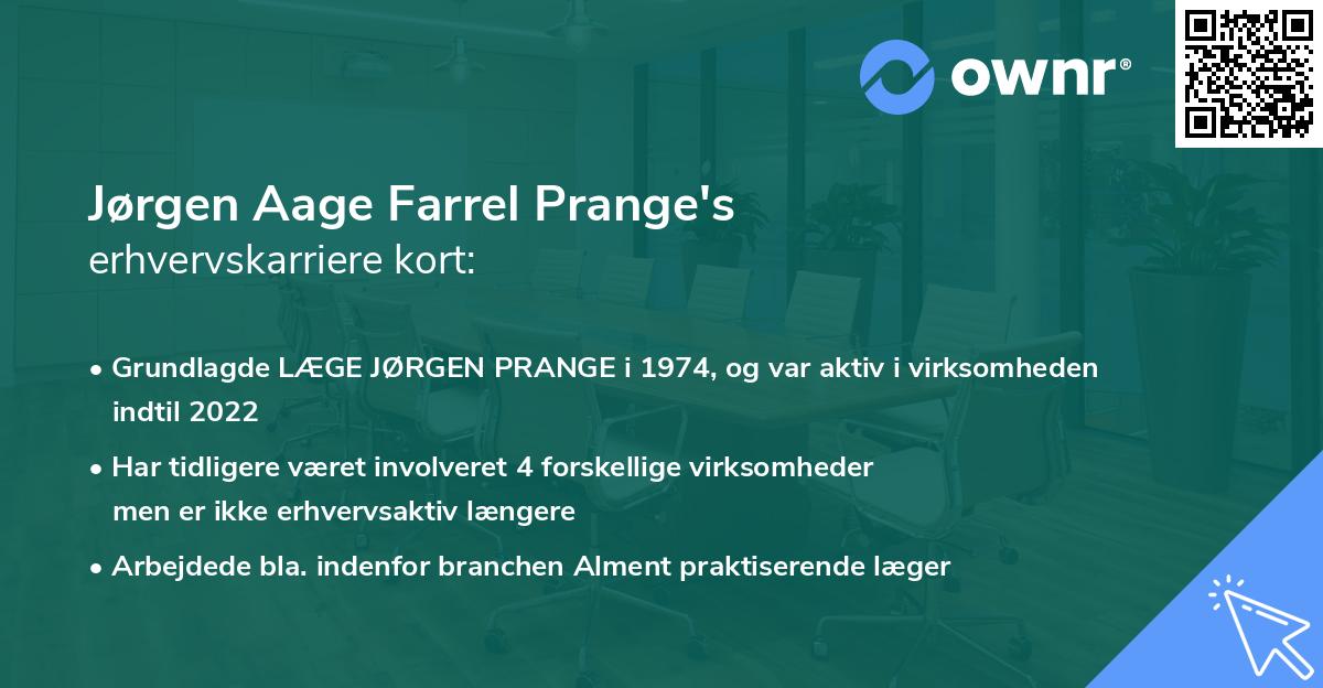 Jørgen Aage Farrel Prange's erhvervskarriere kort