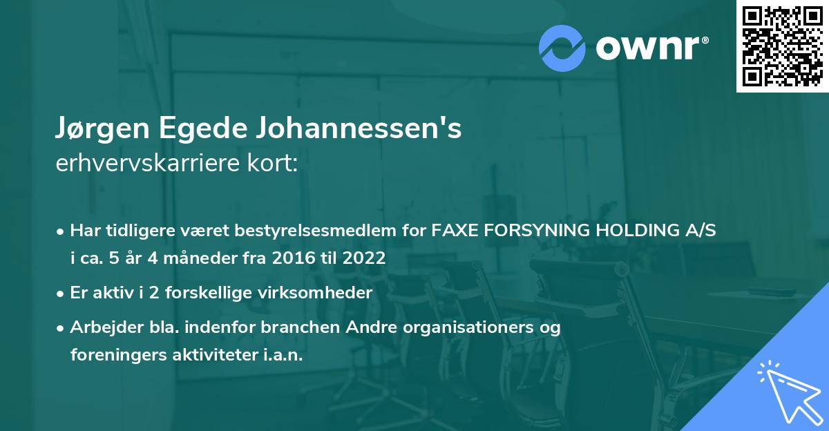 Jørgen Egede Johannessen's erhvervskarriere kort