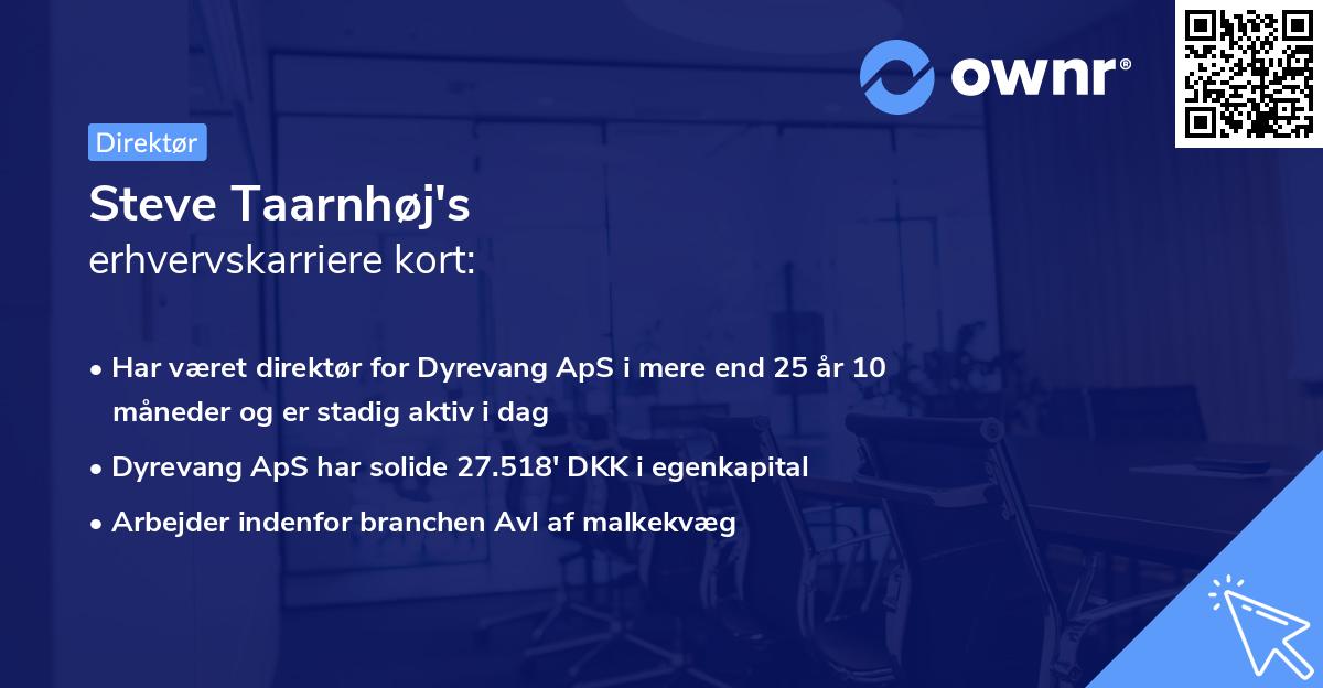 Steve Taarnhøj's erhvervskarriere kort