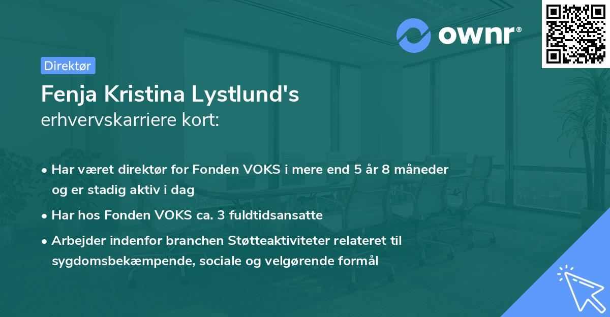 Fenja Kristina Lystlund's erhvervskarriere kort
