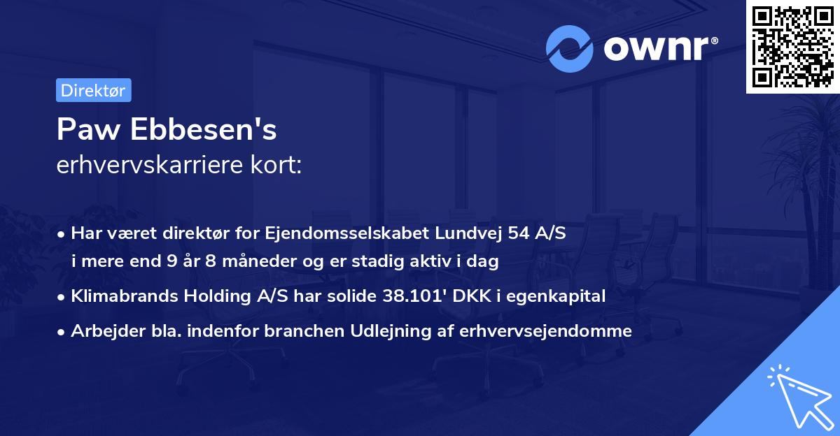 Paw Ebbesen's erhvervskarriere kort