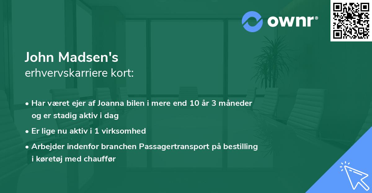 John Madsen's erhvervskarriere kort