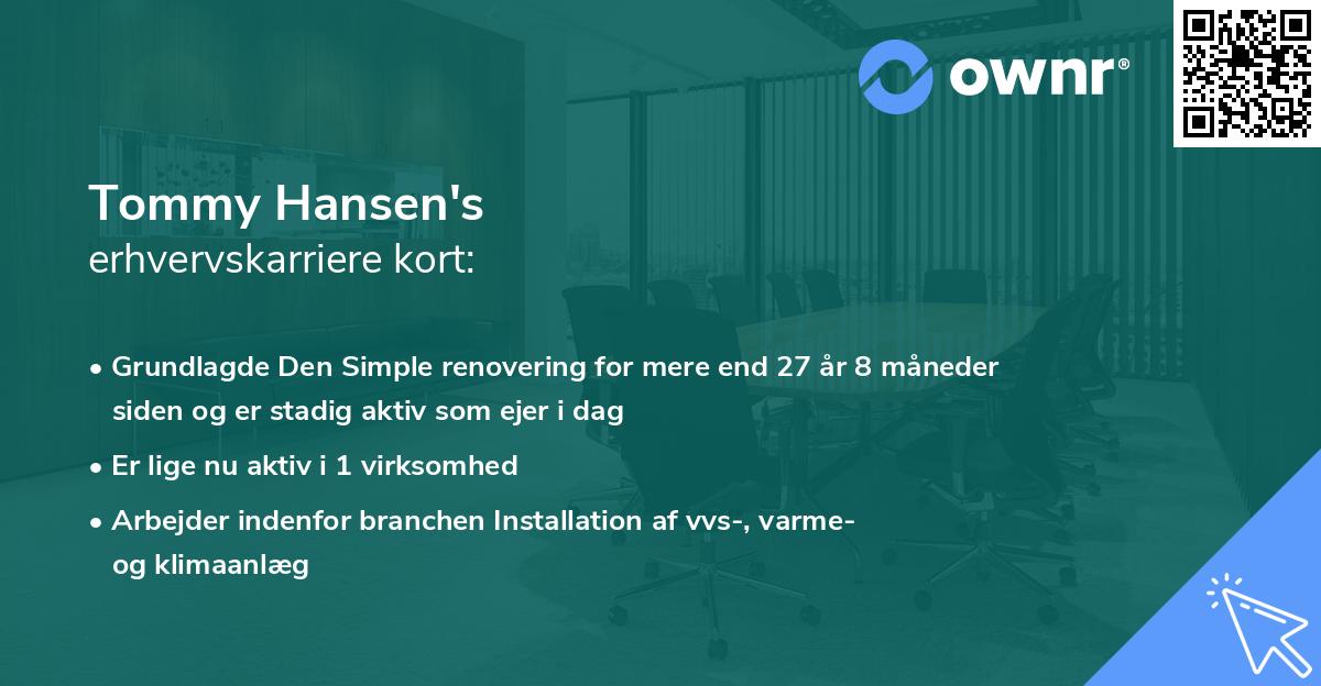 Tommy Hansen's erhvervskarriere kort