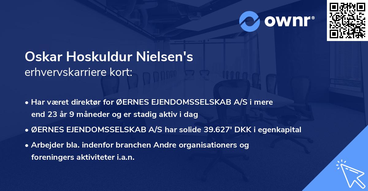 Oskar Hoskuldur Nielsen's erhvervskarriere kort