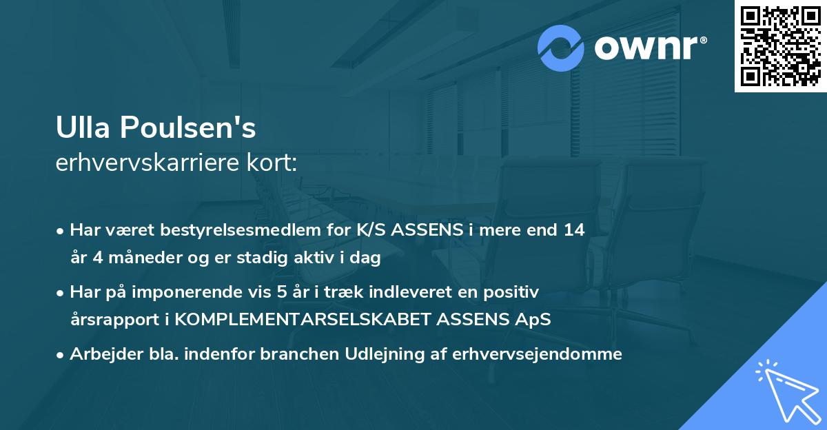 Ulla Poulsen's erhvervskarriere kort