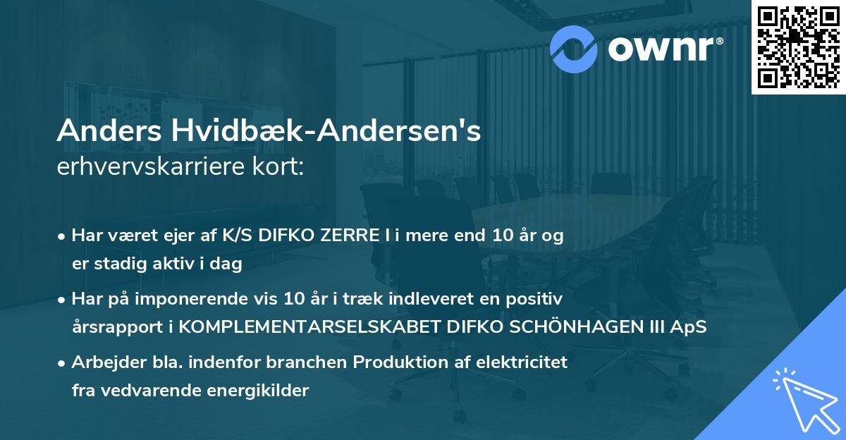 Anders Hvidbæk-Andersen's erhvervskarriere kort